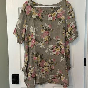 Authentic Italian Linen Floral Tunic
